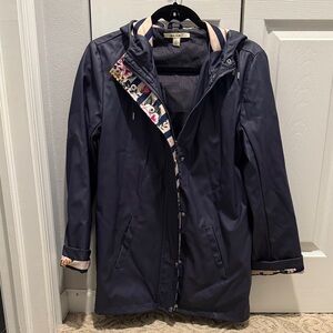 Miami Navy Raincoat with Floral Trim S